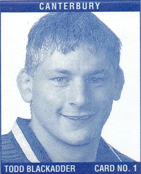 1998 Meadow Fresh Milk South Island Stars of Rugby #1 Todd Blackadder Front